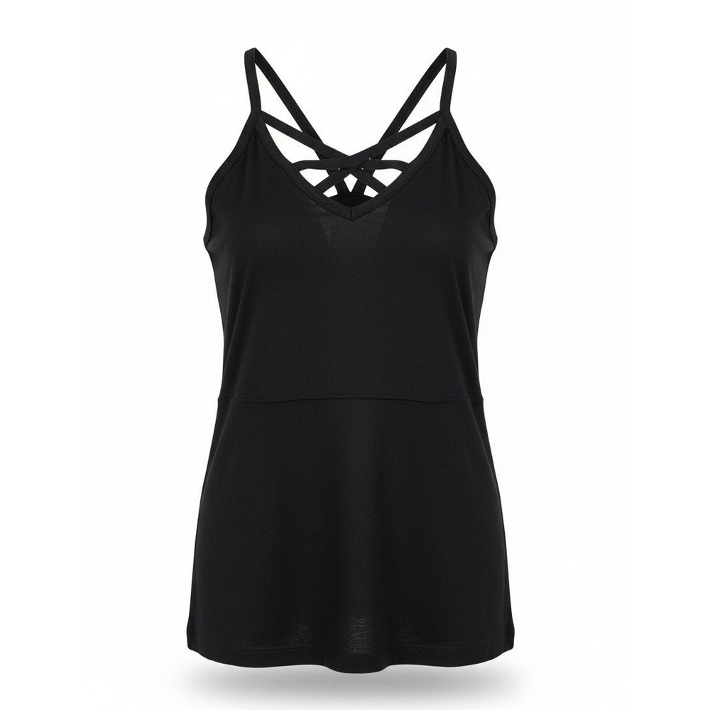 Bozzolo Womens Black Lattice Cage V-Neck Strappy Cami Tank Top Small RT50455